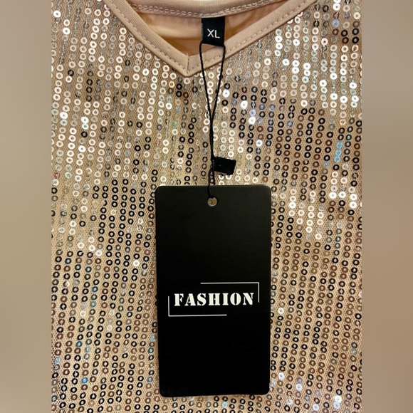 Women's Sequin Tank Top V Neck Sparkle Top Sparkly Glitter Party Halter Top - Picture 2 of 4